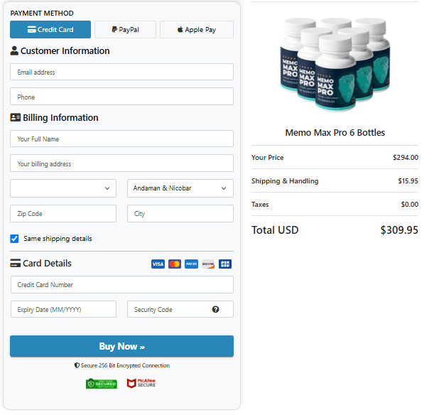 Memo Max Pro-order-page